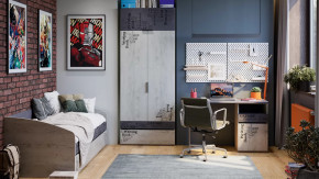 Детская «Оксфорд-2» Матера, Дуб крафт белый с рисунком в Югорске - yugorsk.mebel-tymen.ru | фото