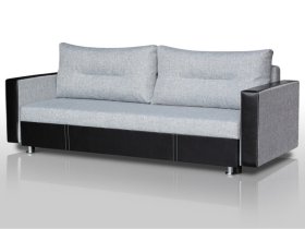 Диван Комфорт с прямыми подлокотниками грей/кожзам в Югорске - yugorsk.mebel-tymen.ru | фото