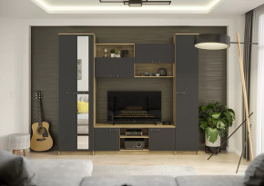 Гостиная Герда Дуб крафт серый/Антрацит в Югорске - yugorsk.mebel-tymen.ru | фото