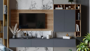 Гостиная «Порто» №6 Яблоня Беллуно, Графит софт в Югорске - yugorsk.mebel-tymen.ru | фото