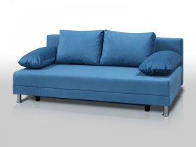 Диван Комфорт без подлокотников 4 подушки микровелюр голубой в Югорске - yugorsk.mebel-tymen.ru | фото