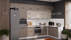 Кухонный гарнитур «Лорас» №4 Белый, Холст брюле, Холст латте в Югорске - yugorsk.mebel-tymen.ru | фото