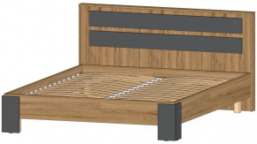 Ленора Кровать 1600 Дуб вотан/Графит в Югорске - yugorsk.mebel-tymen.ru | фото