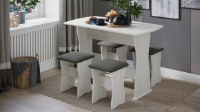 Обеденная группа тип 1 Дуб крафт белый/Велюр серый в Югорске - yugorsk.mebel-tymen.ru | фото