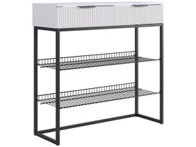 Обувница Классная 1 белое дерево/белый матовый/черный муар в Югорске - yugorsk.mebel-tymen.ru | фото