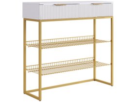 Обувница Классная 1 белое дерево/белый матовый/золото в Югорске - yugorsk.mebel-tymen.ru | фото