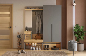Прихожая Баско К1 графит/дуб крафт золотой в Югорске - yugorsk.mebel-tymen.ru | фото