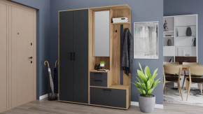 Прихожая «Витра» №4 Дуб Крафт золотой, Антрацит в Югорске - yugorsk.mebel-tymen.ru | фото