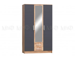 Шкаф для одежды 3-дверный Мартина ЛДСП Графит, Дуб крафт в Югорске - yugorsk.mebel-tymen.ru | фото