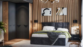 Спальный гарнитур «Глосс» №9 Яблоня Беллуно, Стекло Графит матовый в Югорске - yugorsk.mebel-tymen.ru | фото