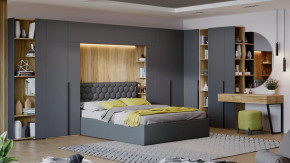 Спальный гарнитур «Порто» №3 Яблоня Беллуно, Графит софт, Велюр Confetti Stone в Югорске - yugorsk.mebel-tymen.ru | фото