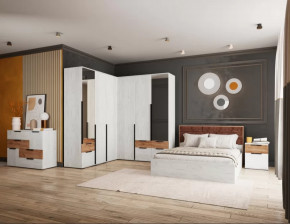 Спальня №2 Лилль Дуб крафт белый/дуб крафт табачный в Югорске - yugorsk.mebel-tymen.ru | фото