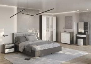 СТЕФАНИ Спальня №1, ЛДСП Графит-МДФ Серый софт/ЛДСП Рамух белый в Югорске - yugorsk.mebel-tymen.ru | фото