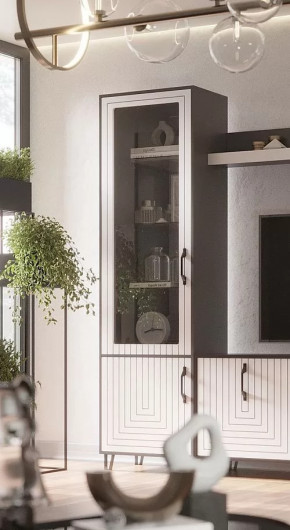 Стеклопенал Квадро М-1 серый графит/софт вайт в Югорске - yugorsk.mebel-tymen.ru | фото