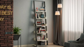 Стеллаж тип 15 Дуб крафт белый, Графит Серый в Югорске - yugorsk.mebel-tymen.ru | фото