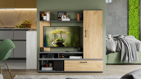 Стенка «Сиена» Графит Серый, Дуб Крафт золотой в Югорске - yugorsk.mebel-tymen.ru | фото