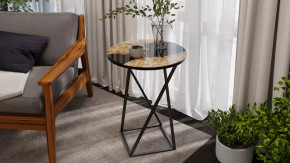 Стол журнальный ДП 1-03-05 исп. 2 Черный, Стекло с рисунком Слэб черный в Югорске - yugorsk.mebel-tymen.ru | фото