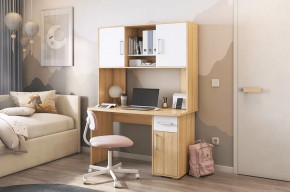 Стол компьютерный Лайт К2 дуб сонома/белый в Югорске - yugorsk.mebel-tymen.ru | фото